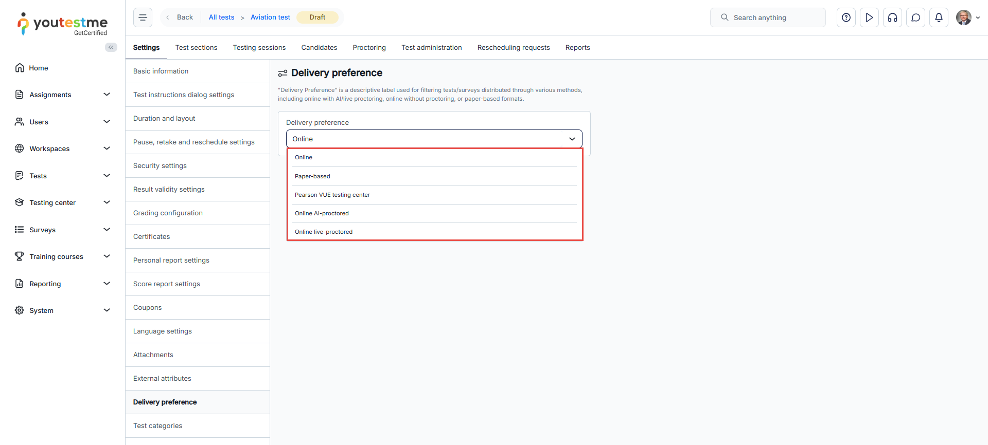 Delivery preference