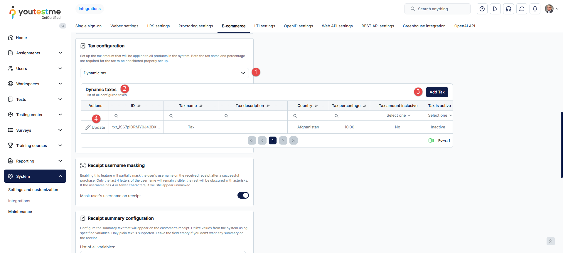 Dynamic tax Screenshot