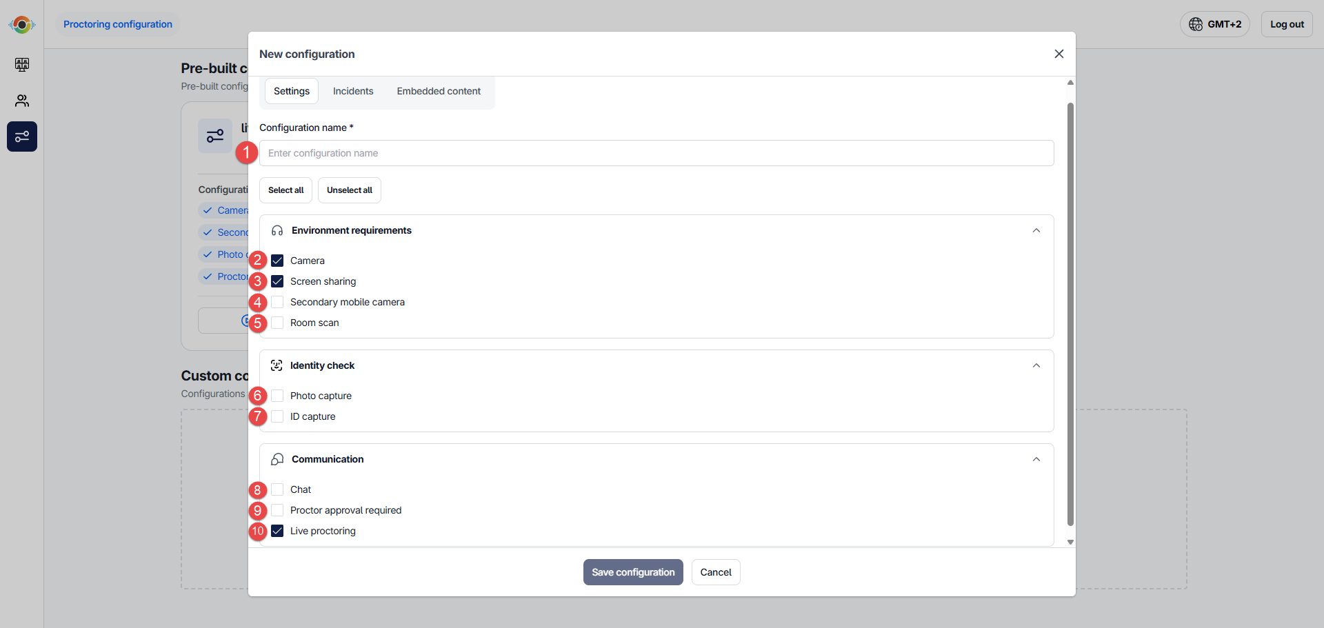 Configuration settings