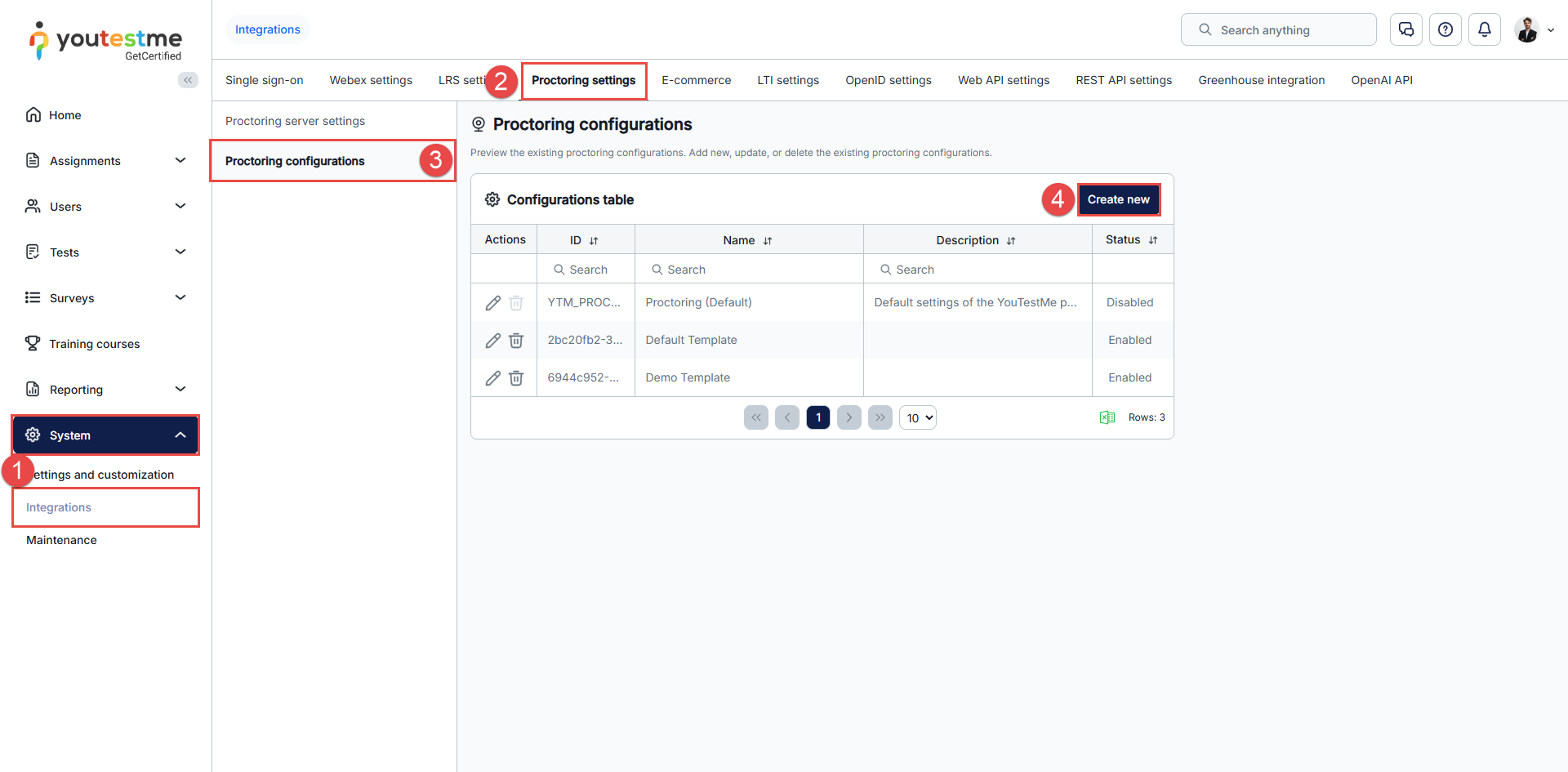 Proctoring configurations in GetCertified