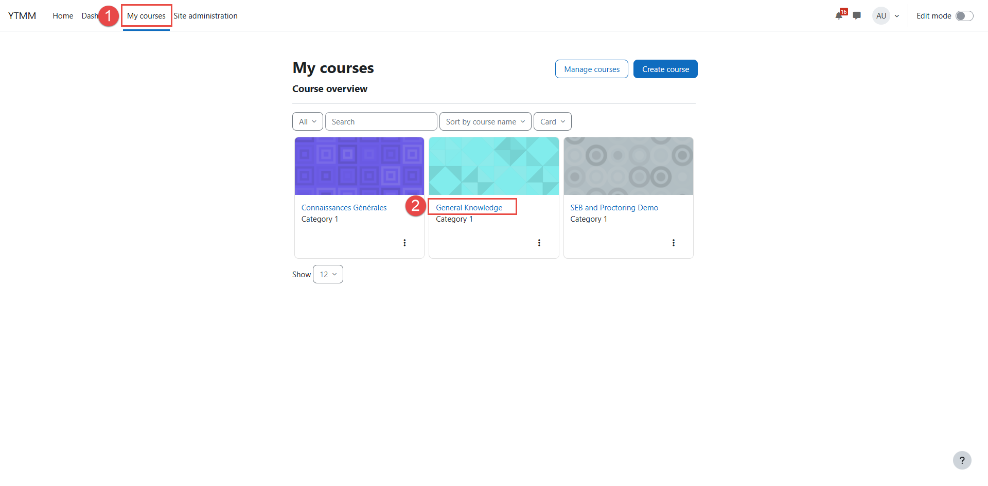 Accessing the course in Moodle