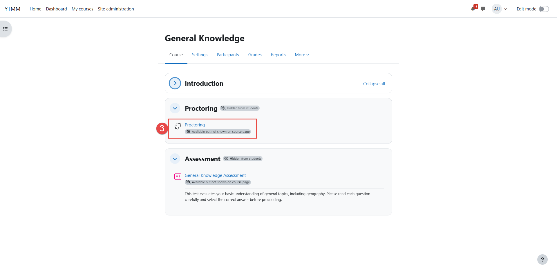 Opening the external tool in Moodle
