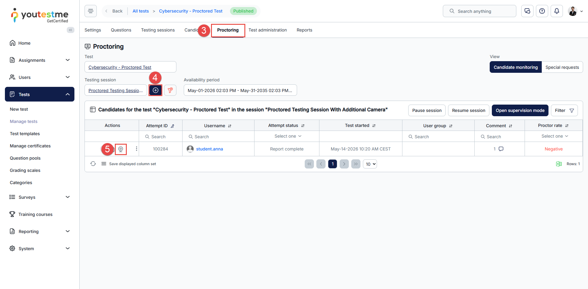 Open supervision mode in GetCertified