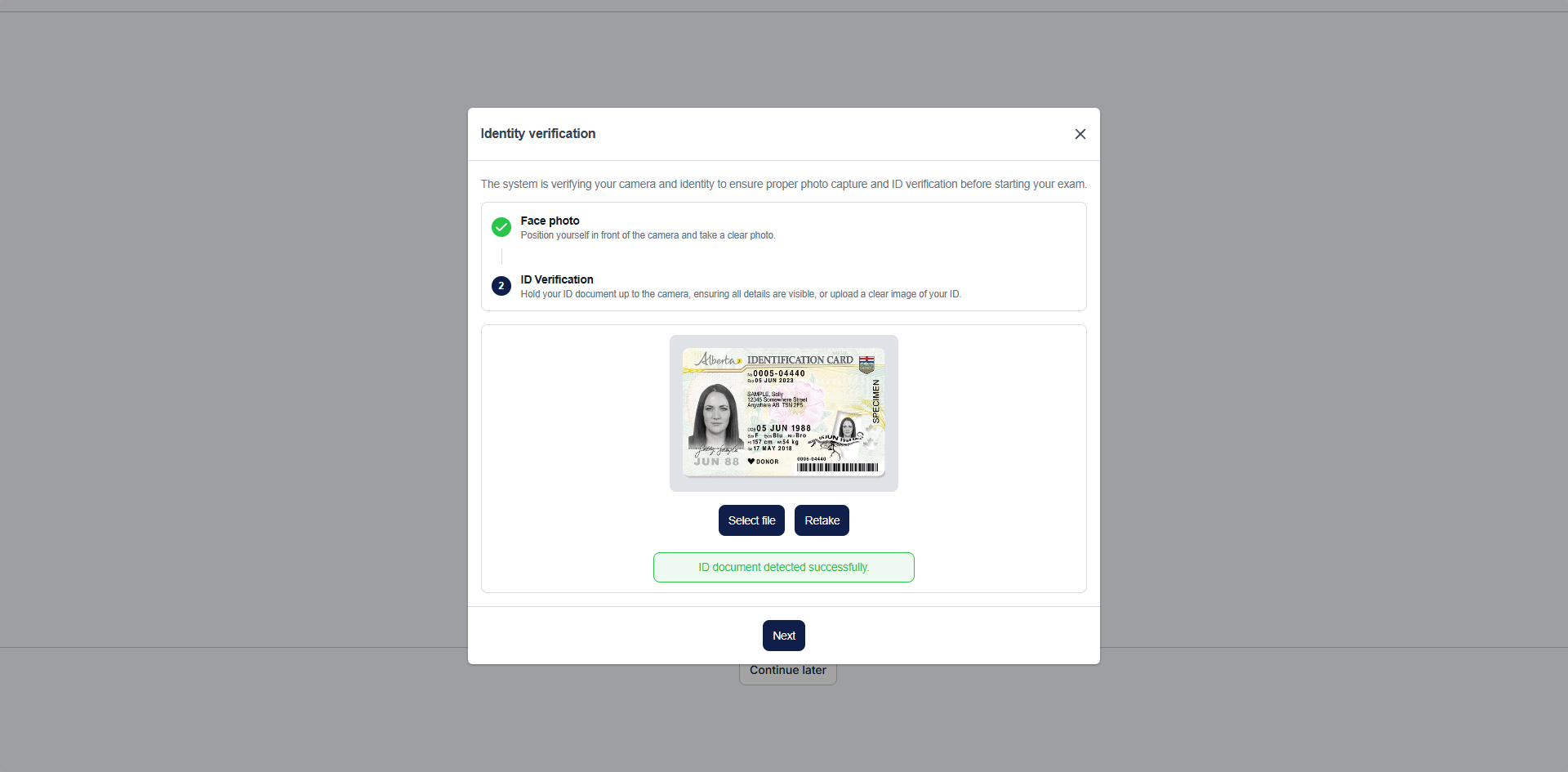 System check: ID verification