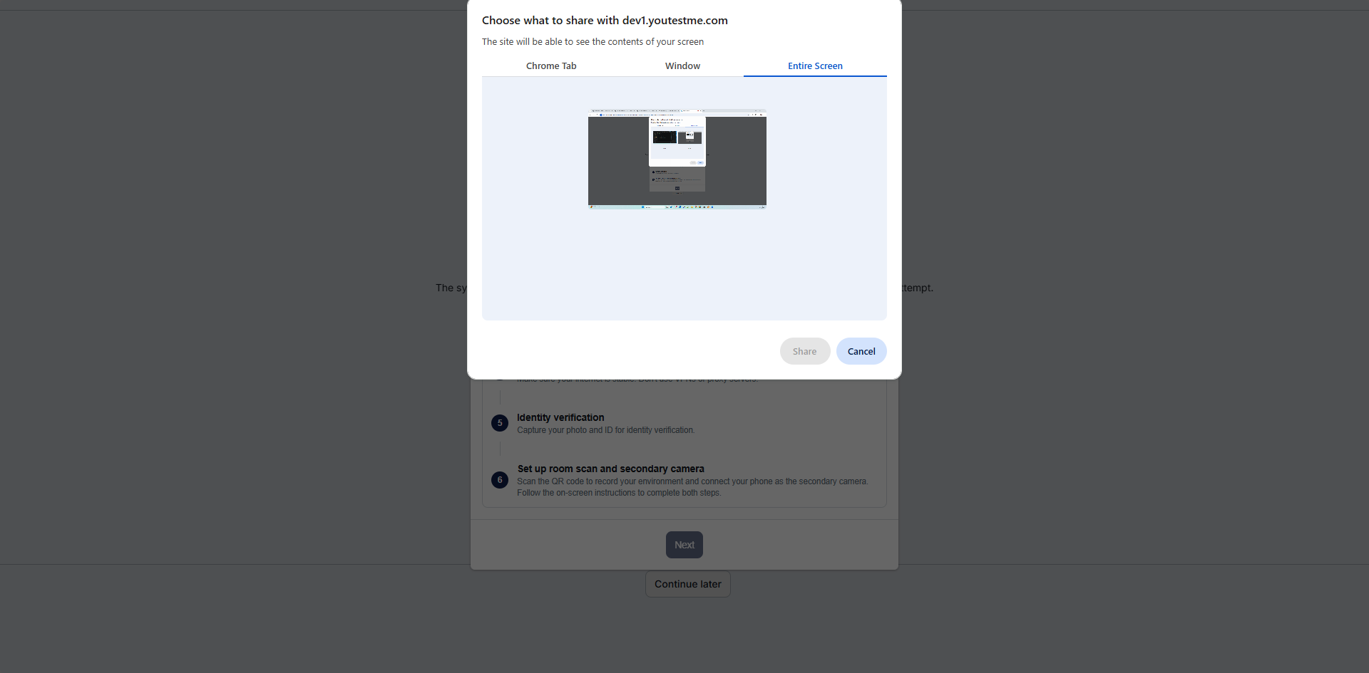 System check: screen sharing