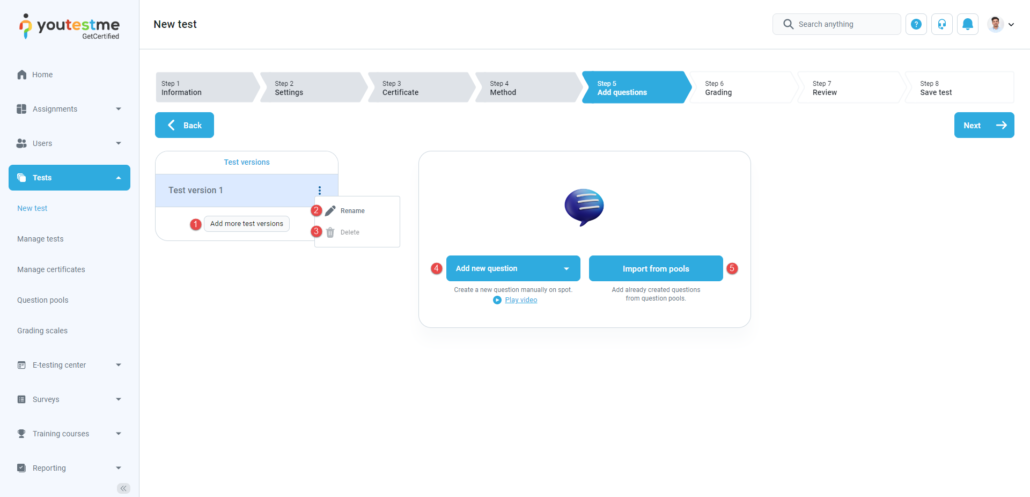 How to create multiple test versions | YouTestMe