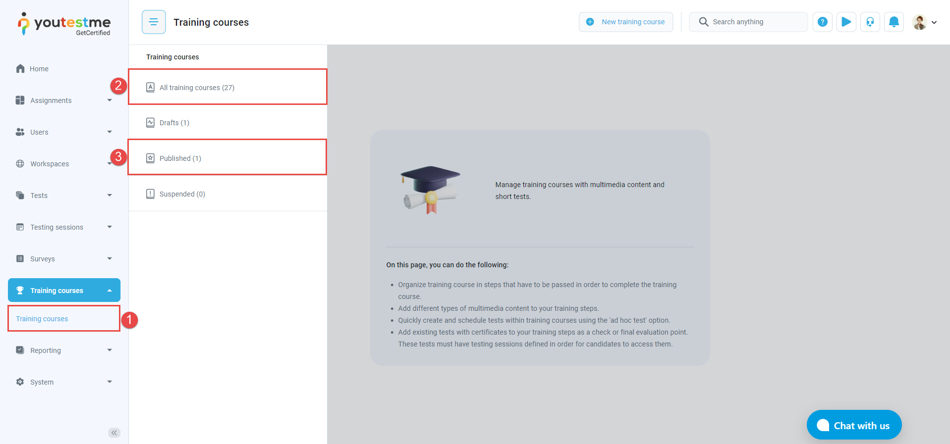 Assign Candidates to a Training Course - Find the training course