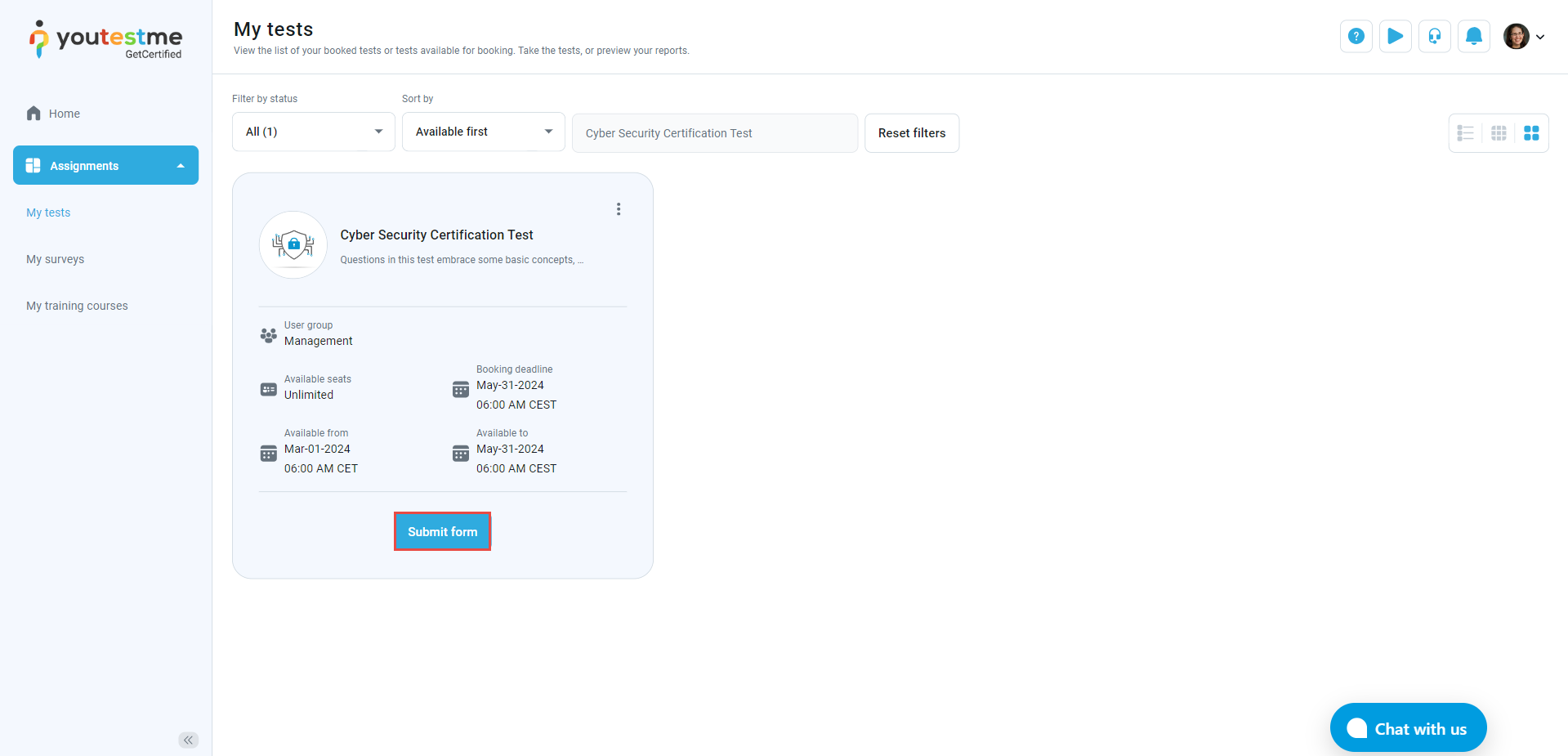 Session with form - Submit form