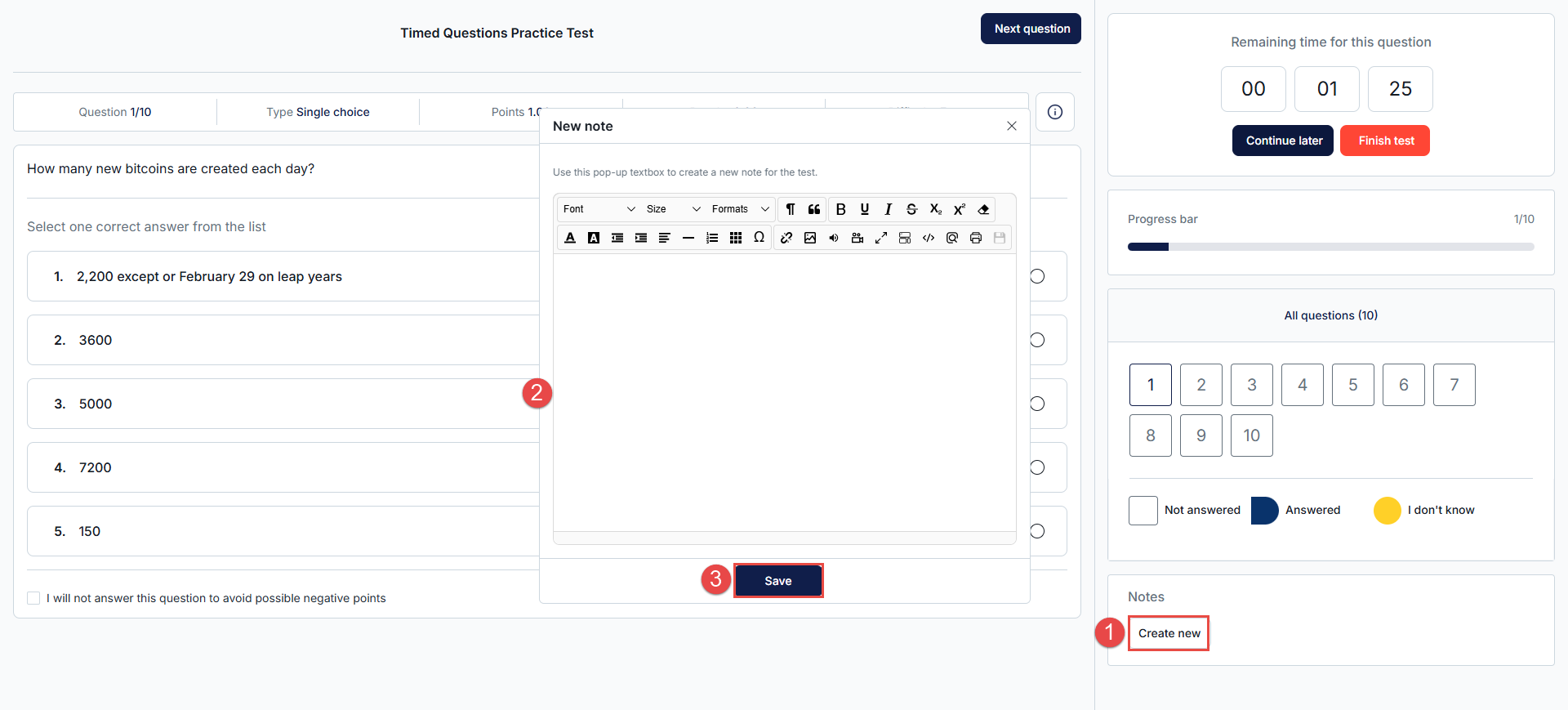 Create new notes