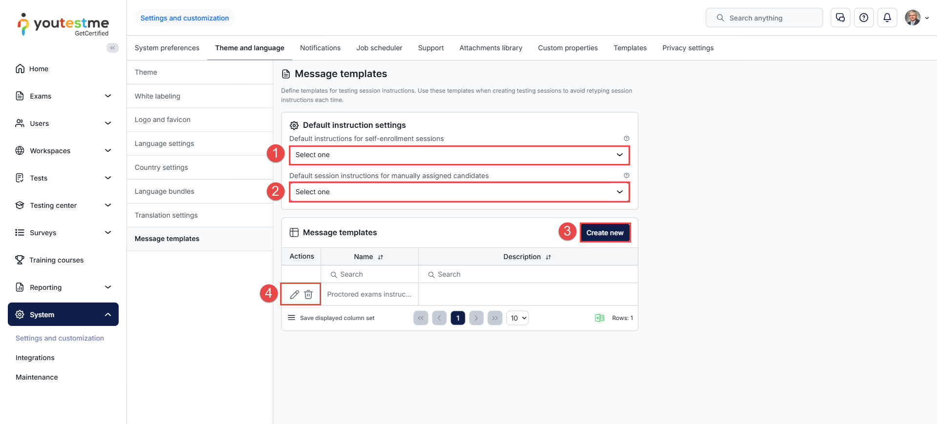 Message templates