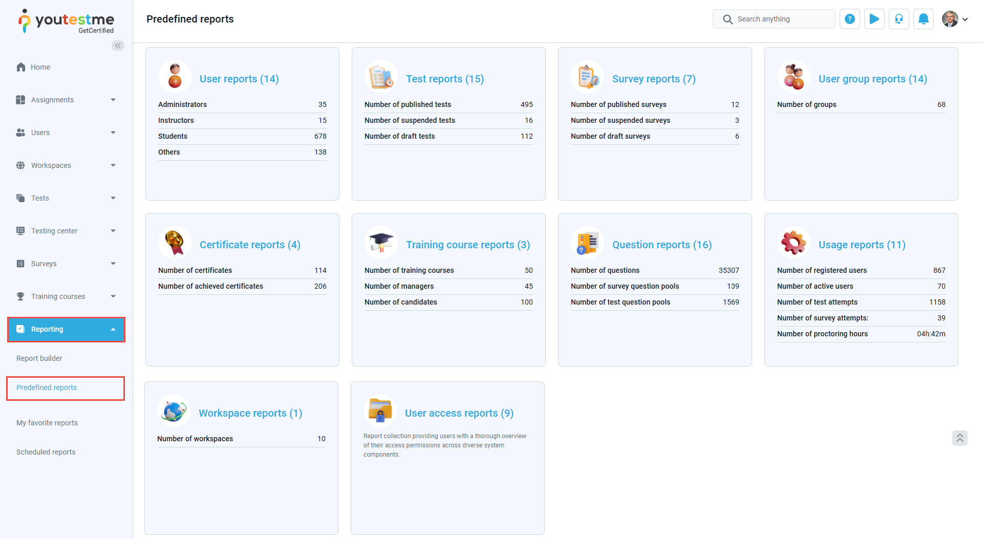Predifined reports - accessing reports