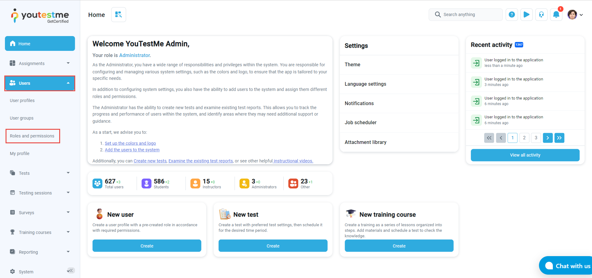 home page