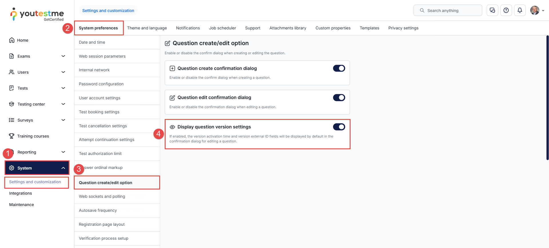 Version Settings