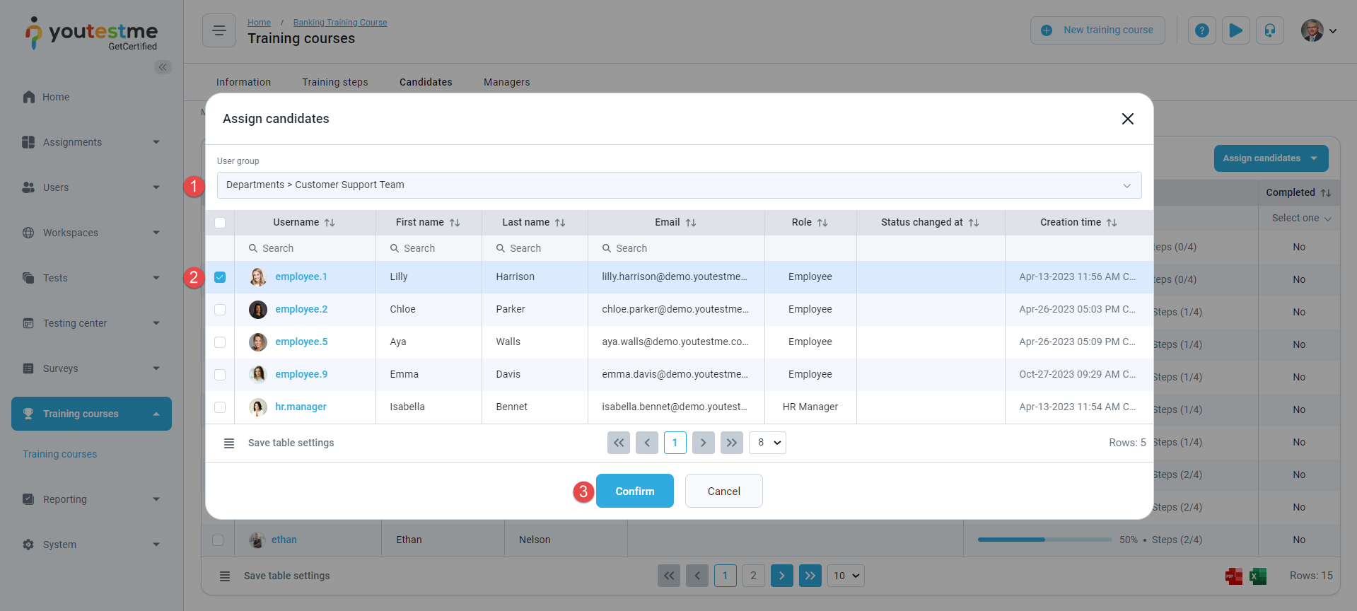 Assigning a candidate from user groups